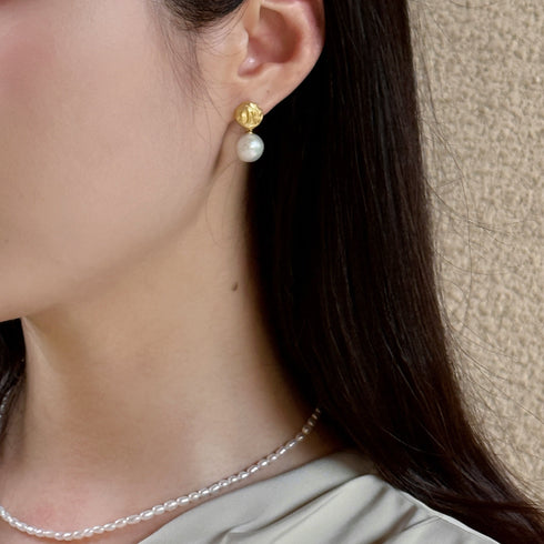 Lava Gold Baroque Pearl Earring